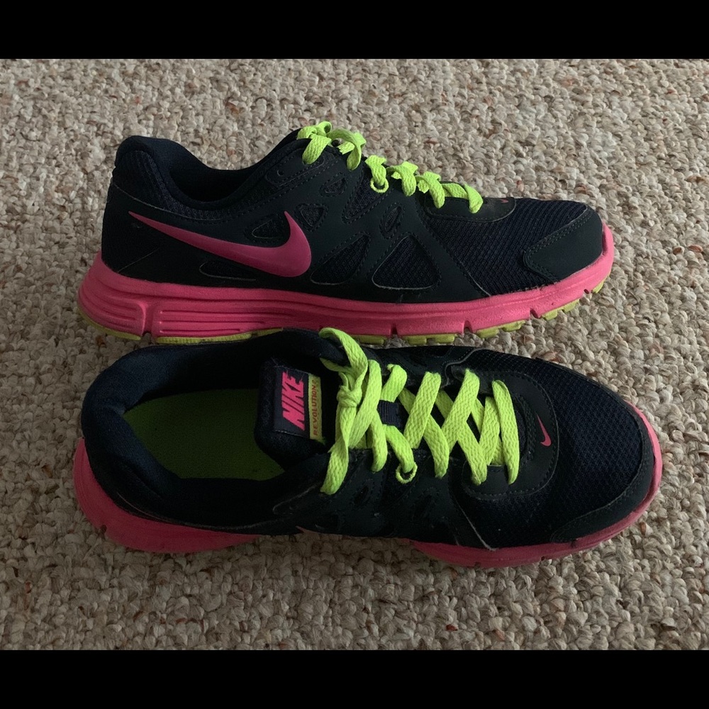 Nike revolution 2 Navy pink and neon yellow